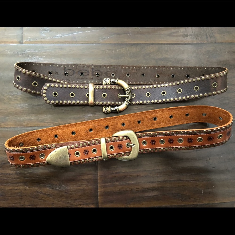 2 Bebe Leather Ornate Belts M/L